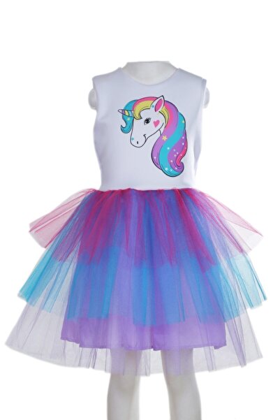 Niliya çocuk giyim Unicorn Desenli Tütü Elbise