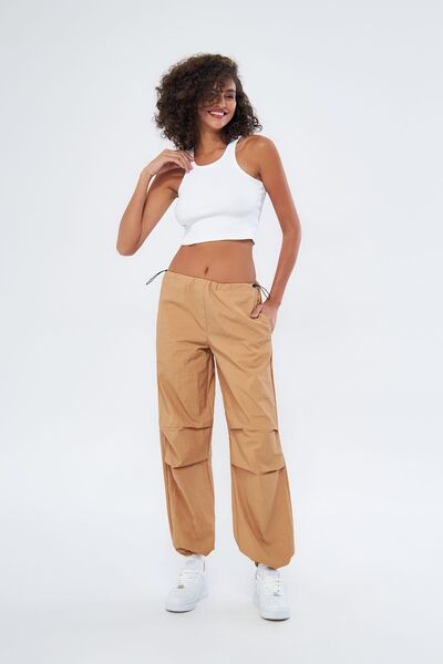 Mesfeno Kadın Paraşüt Pantalon,  Bol Kesim, Beli ve Paçası Ayarlanabilir Last...