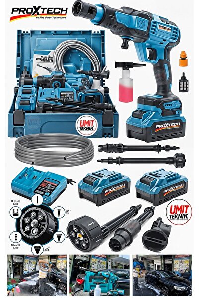 PROXTECH Premium Çift Akülü Şarjlı Yüksek Basınç Oto Araç Yıkama Bahçe Yıkama Temizleme Tabancası