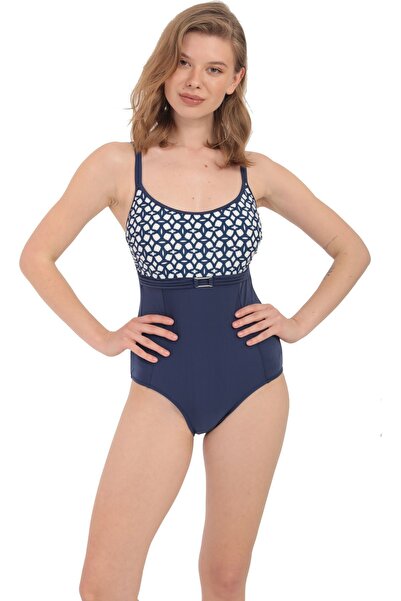 Swana Costum de baie bleumarin cu cataramă cu bretele duble