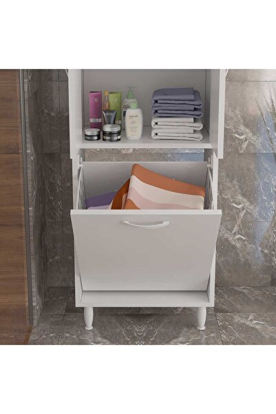Modilayn Gamzem Banyo 55 X 138 Cm Çamaşır Bölmeli Banyo Dolabı