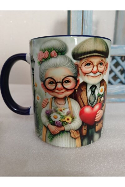 Mugs and love Vintage baskı büyük boy kupa