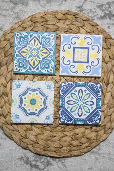 Begoloni Stone Decor مجموعة من 4 قواعد أكواب للهدايا المزخرفة مقاس 10 × 10 سم...