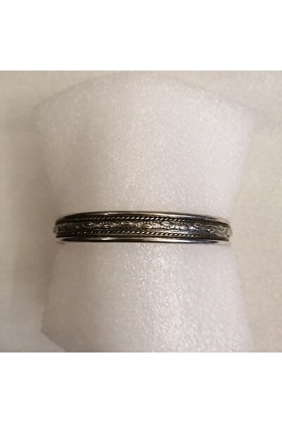 Butik Tülin Unisex otantik el yapımı gümüş rengi yaprak desenli alpaka bafon bileklik Hint Malı