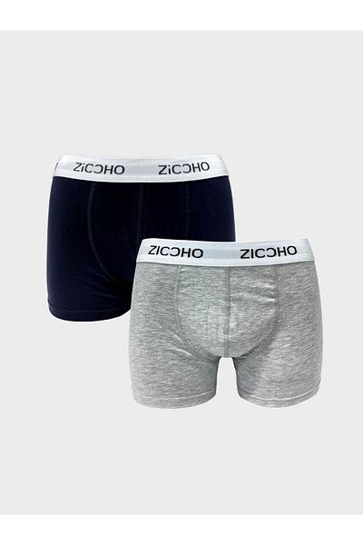 ZICCHO 2-Piece Gray Navy Blue Men's Boxers