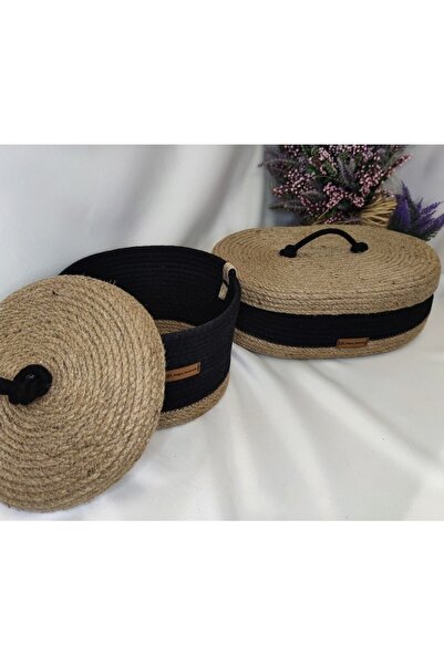 ELSE DESIGNE تصميم E&S - سلة مصنوعة يدويًا مكونة من قطعتين مع غطاء وصندوق مكياج