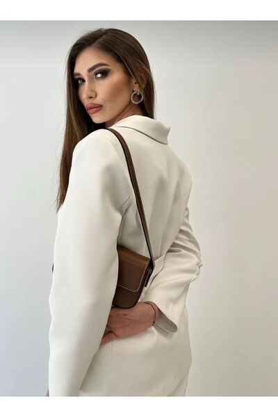 D'RECCY Women's Waist Belted Blazer Jacket Fabric Pants Set