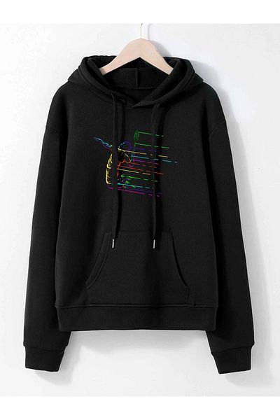 Deocept Neon Printed Unisex Oversize Hooded Sweatshirt