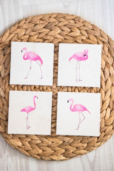 Begoloni Stone Decor طقم كوسترات حجر طبيعي 4 قطع 10x10x1 سم - حجر طبيعي مطبوع...