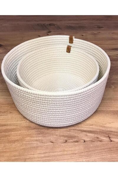 TZR GROUP سلة خوص مكونة من قطعتين - سلة الجوت، خوص طبيعي 100%، سلة خوص مزخرفة...