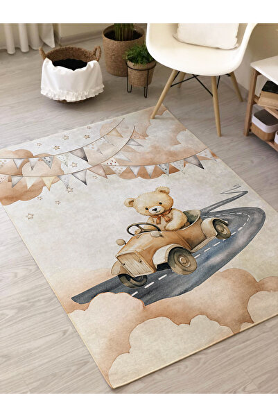 Evmila Kaymaz Tabanlı Renkli Baskılı Bebek Ve Çocuk Halısı