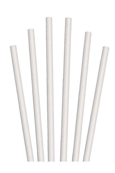 parti pera 24 Adet Beyaz Renk Kağıt Karton Pipet