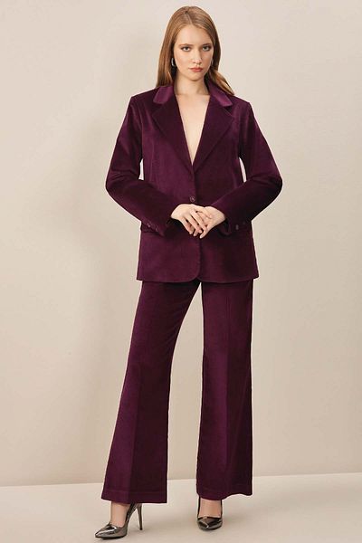 Guitar Wide Leg Plum Velvet Trousers