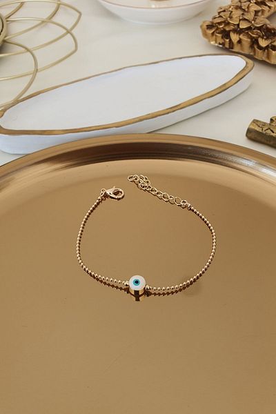 Trendy Butik سوار موديل Topcuk ذو عين واحدة من المينا الأبيض