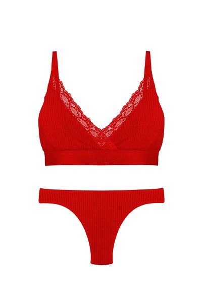 Dominant Women's Rib Bra Brazilian Panties Set