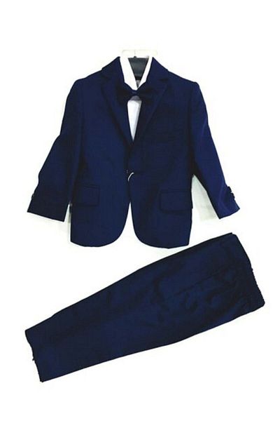 Terry Boy's Navy Blue Suit Tuxedo 1-12 Years Old Birthday Wedding Graduation Ceremony Holiday Gift