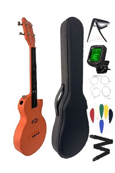 bademüzik CARBON FİBER UKULELE TAM PROFESYONEL FUL SET MAT TURUNCU