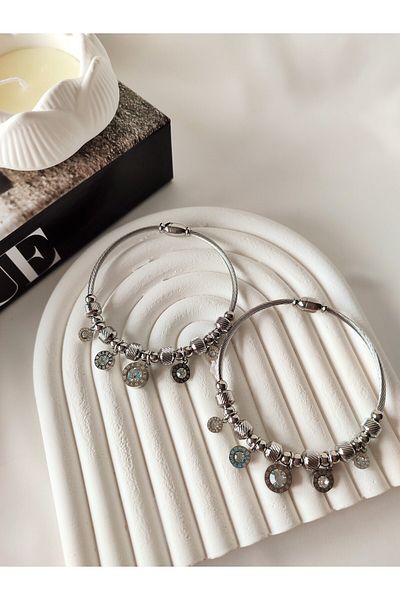 LİLYA AKSESUAR Silver Color Charm Steel Bracelet