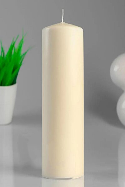 Genel Markalar Silindir Mum Krem Genişlik 5 Cm Yükseklik - 25 Cm Sandal Ağacı...