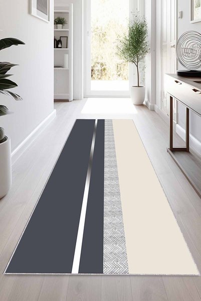 Viva Home Antrasit Silver Kaymaz Modern Kesme Rulo Yolluk Halı VH010