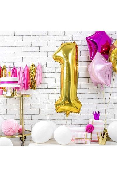 turkuaz parti 40' 100cm Gold 1 Charter Foil Ballon