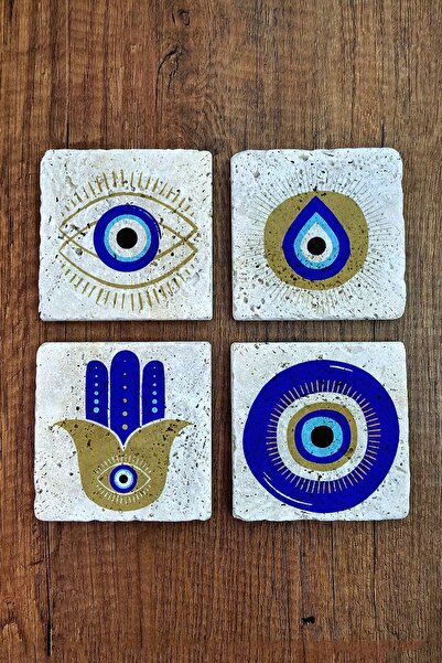 Begoloni Stone Decor طقم قواعد أكواب مطبوعة من الحجر الطبيعي مكون من 4 مقاس 1...