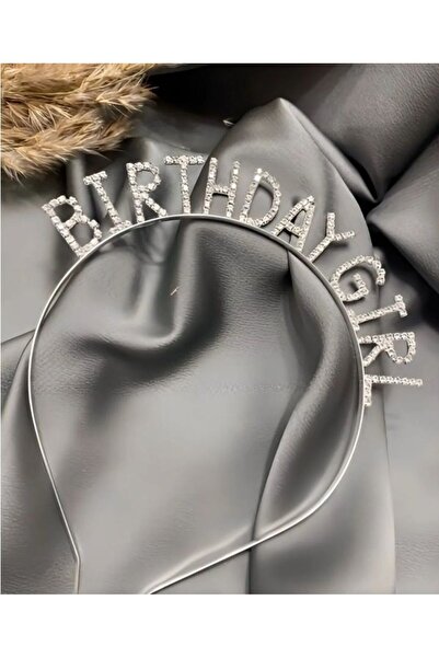Çemrek Süs Parti Metal Gümüş doğum günü tacı Birthday Girl taç