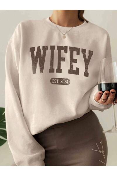 mercoledi Wifey 2024 - Hanorac oversize pentru femei cu imprimeu căsătorit, c...