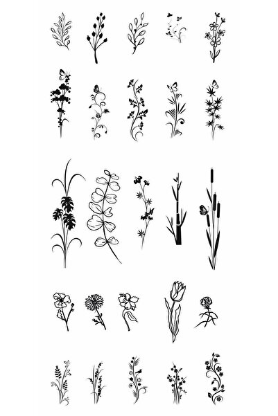 Trendonline Minimal Bitkisel Geçici Vücut Dövmesi