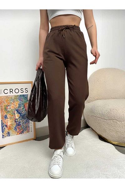 TNR SPORT Winter Jogger Leg - Comfortable Wear Sweatpants, Καφέ, 2 Κλωστές, Ελαστικό πόδι