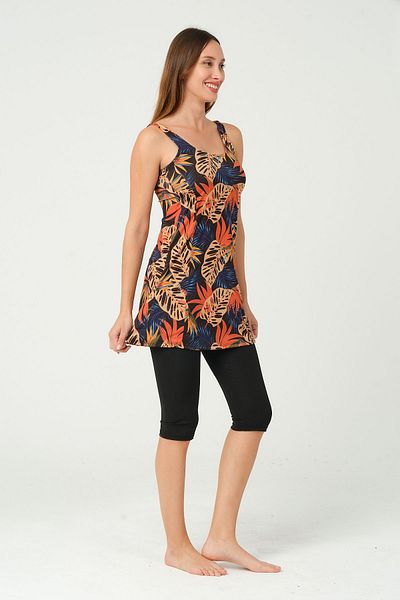 vawensea Patterned Women's Dress with Tights - Orange 4564 (with Breast Pad)
