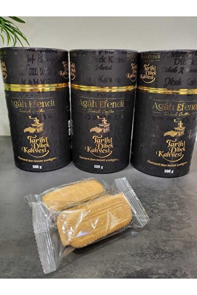 AGAH EFENDİ Agâh Efendi Dibek Kahvesi 500gr*3 Adet 5 Adet Bisküvi Arası Lokum...