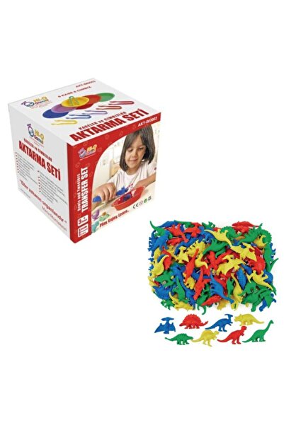 EDX مجموعة نقل كبيرة مكونة من 128 قطعة - 6 أوعية و6 ملاقط ديناصورات