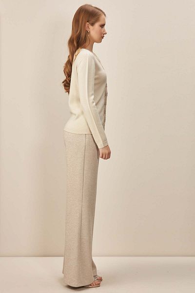 Guitar Beige Wide Leg Knitwear Trousers