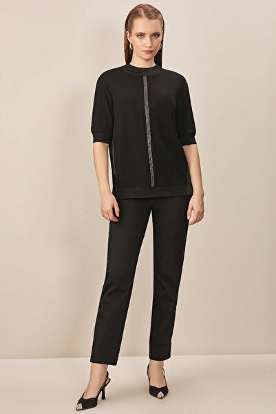 Guitar Cigarette Siyah Dokuma Pantolon