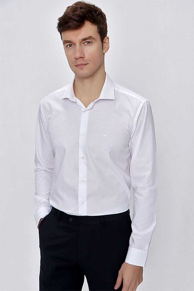 Morven Cămașă albă Basic Slim Fit pentru bărbați