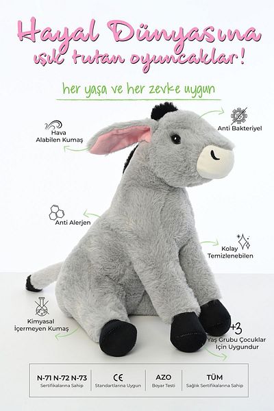 Pufu Toys 35 CM OTURAN ASIL FIGURED PLUSH TOY