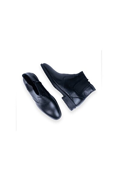 Elevold Vale Erkek Hakiki Deri El Yapımı Siyah 7 Cm Boy Uzatan Chelsea Bot