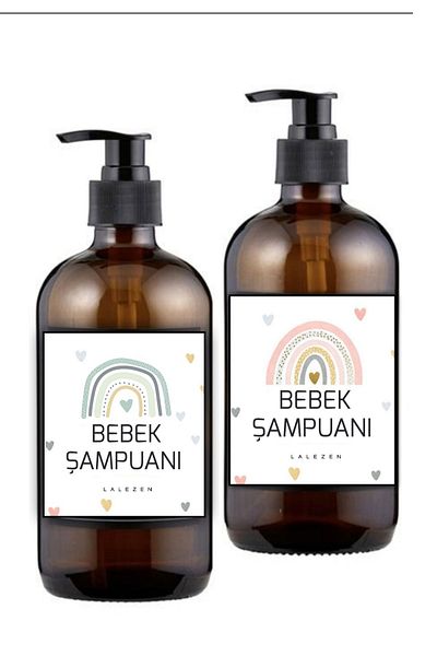 LALEZEN 2 Τεμάχια Baby Shampoo Γυάλινο Μπουκάλι με Ετικέτα 500 Ml