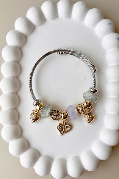 Fubena 8011 Model Heart Dangle Steel Bracelet