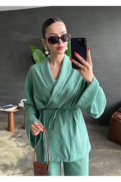 My Blog Menta kimonó és nadrág kendőgallér szett