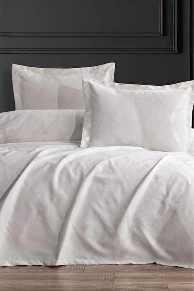 Çeyiz Diyarı طقم بيكيه مزدوج من نيسان - 3 قطع، 240x260 كريمي