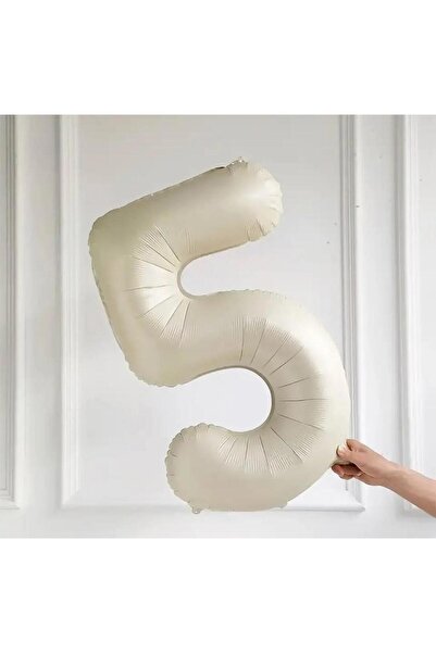 turkuaz parti Cream 5 Number Foil Balloon - 34' 76cm
