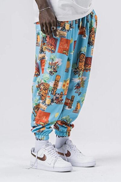 Namaste Vintage Retro model beli ve paçası lastikli unisex şalvar pantolon (Kalın kumaş)