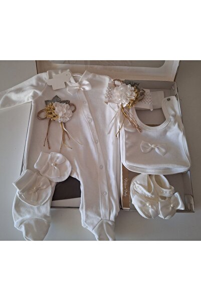 biyan collection Kız ve Erkek Bebek 5li Hastane Çıkışı 5 Parça Tulumlu Zıbın ...