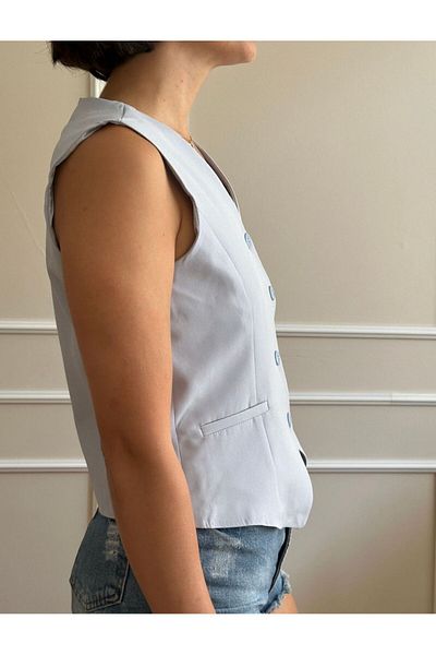 nidistore Women's Baby Blue Short Vest