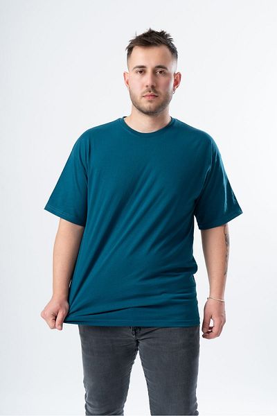 RASCHA Ανδρικό μπλουζάκι Oversize Crew Neck Basic - Petrol Blue