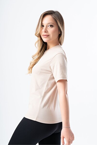 RASCHA Tricou de damă obișnuit cu decolteu triplu bej