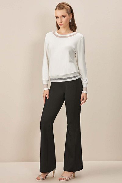 Guitar Ecru Coloured Long Sleeve Knitted Blouse