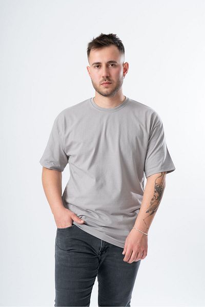 RASCHA Ανδρικό μπλουζάκι Smoke Grey Oversize Crew Neck